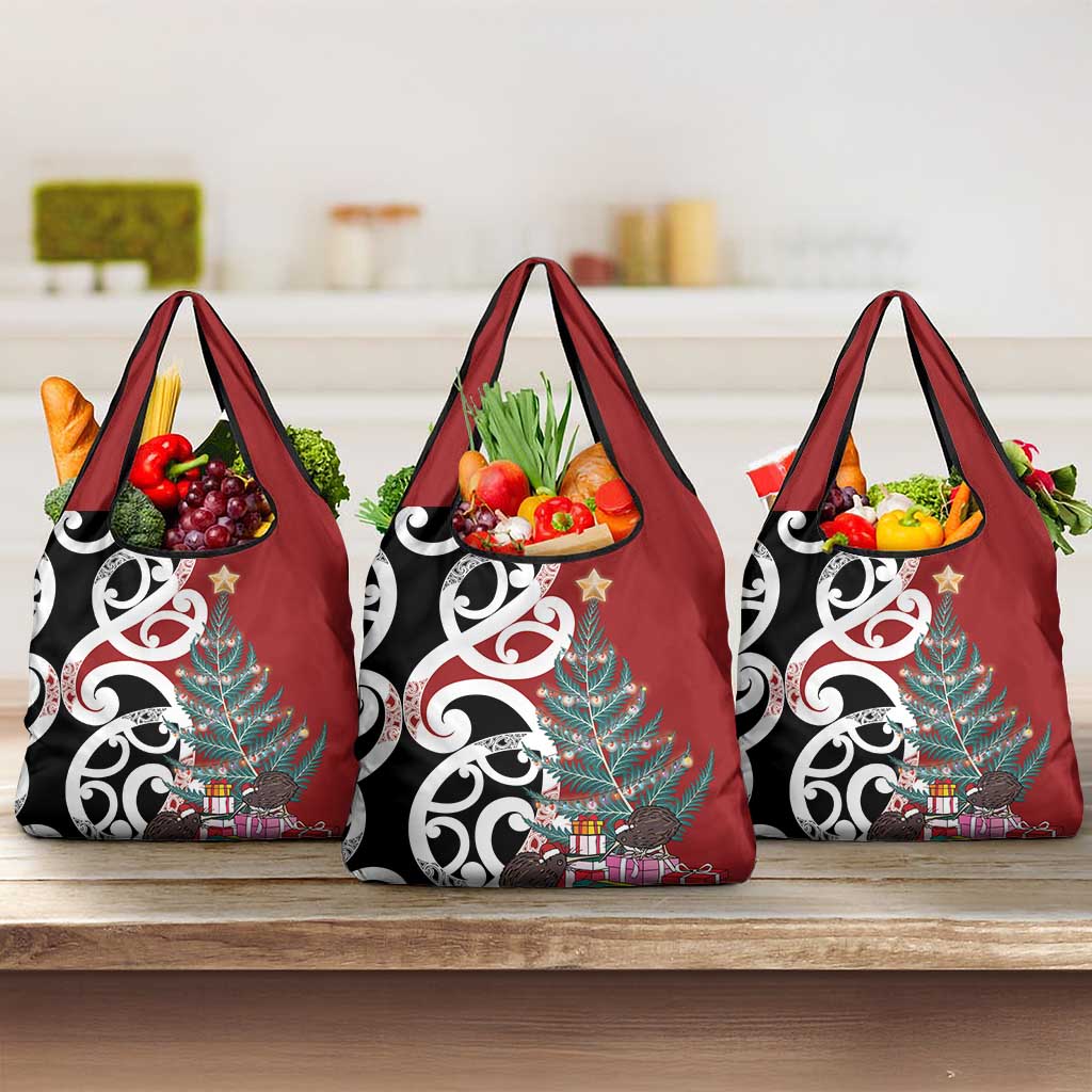 New Zealand Silver Fern Christmas Tree Grocery Bag Meri Kirihimete LT7 3-pack One Size Red - Polynesian Pride