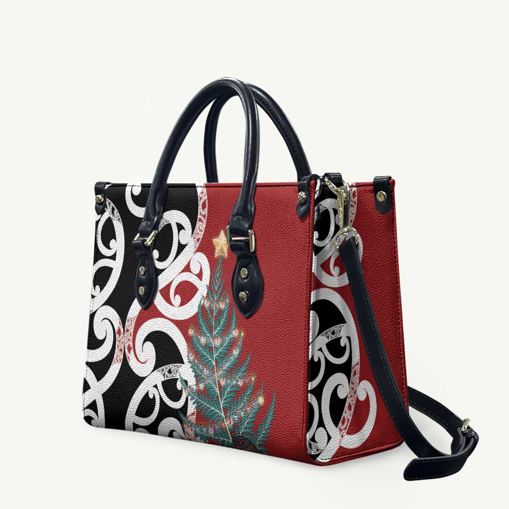 New Zealand Silver Fern Christmas Tree Leather Bag Meri Kirihimete LT7 Red - Polynesian Pride