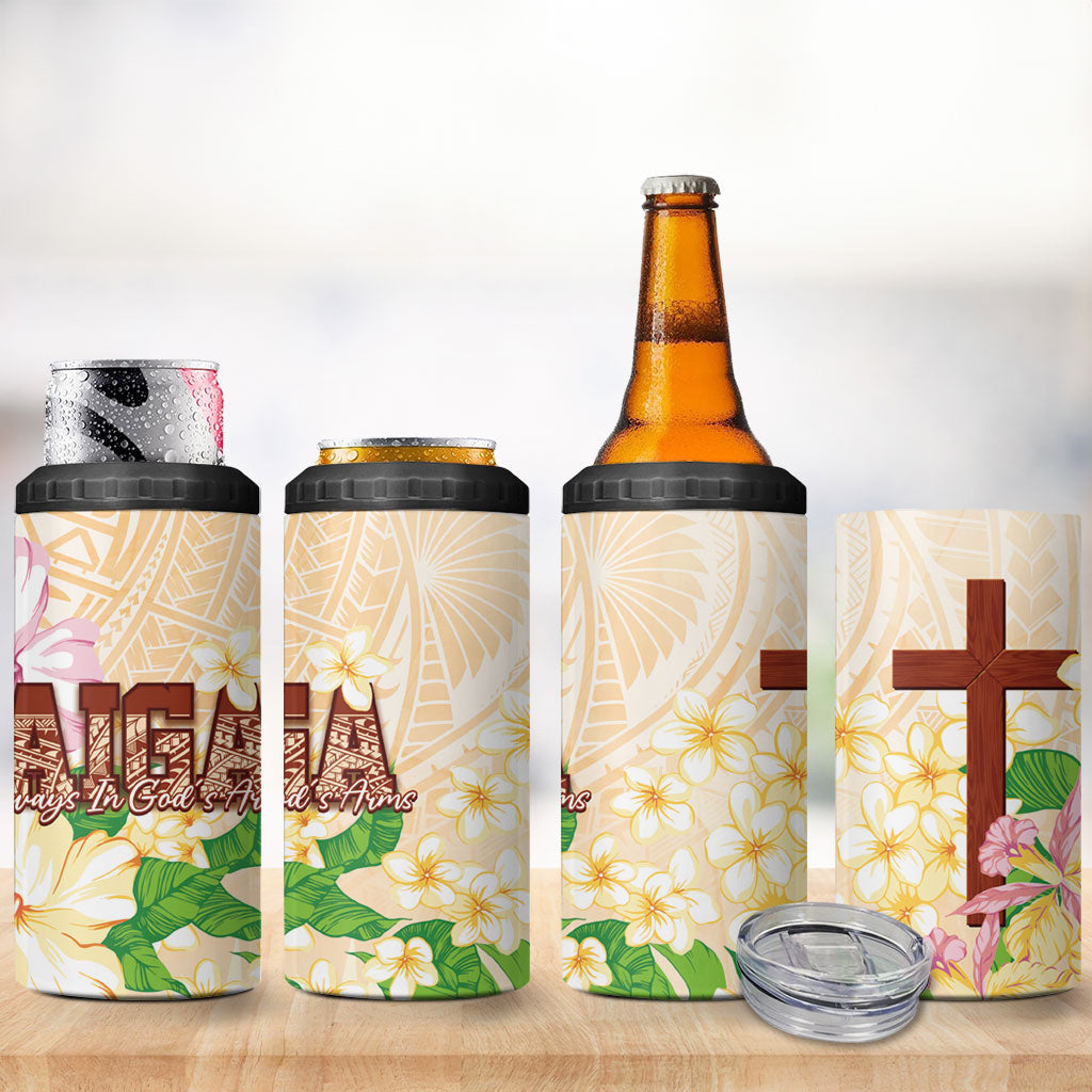 Samoa AIGA Floral Theme 4 in 1 Can Cooler Tumbler Always In God's Arms LT7 - Polynesian Pride