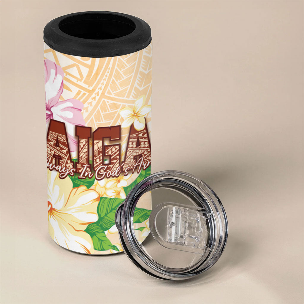 Samoa AIGA Floral Theme 4 in 1 Can Cooler Tumbler Always In God's Arms LT7 - Polynesian Pride