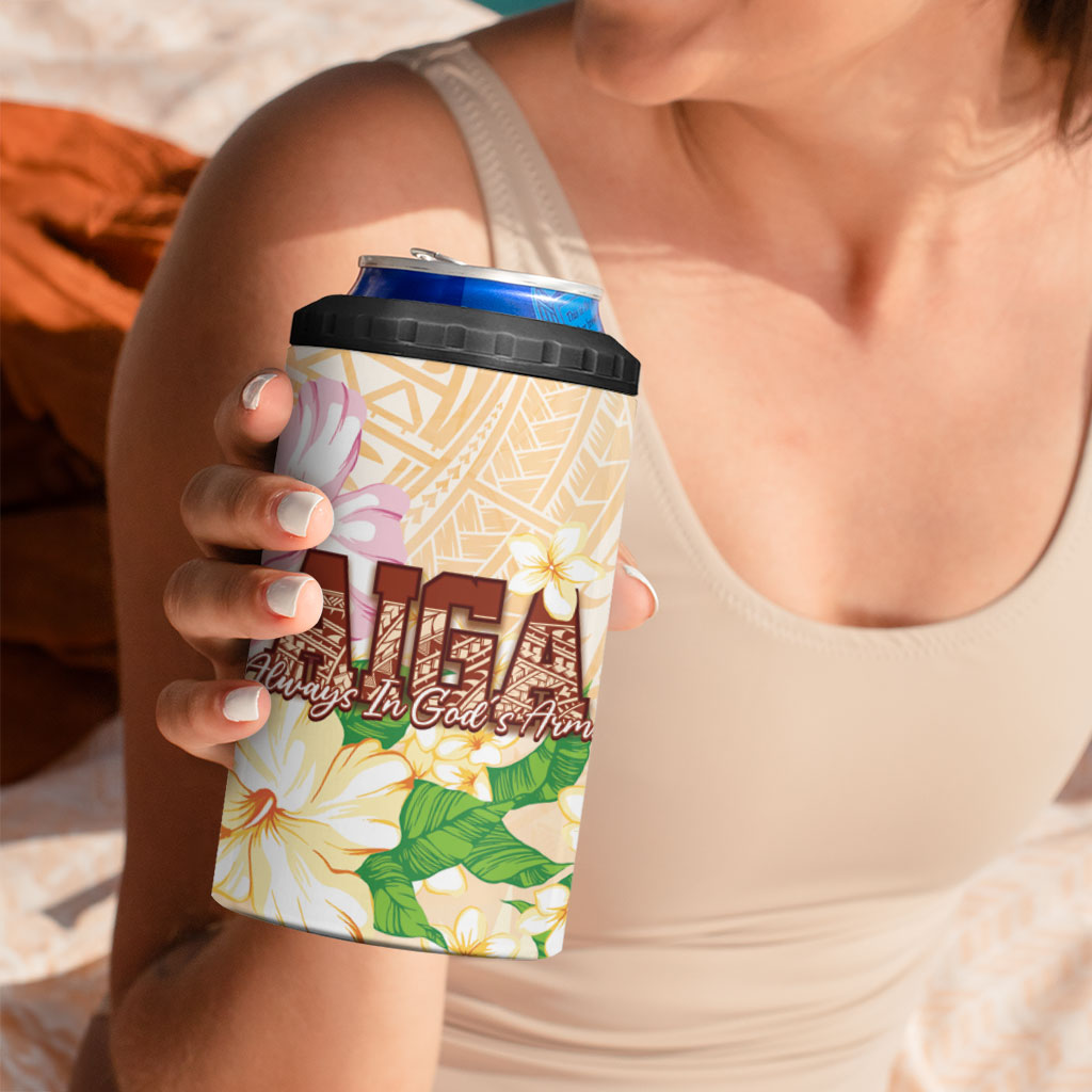 Samoa AIGA Floral Theme 4 in 1 Can Cooler Tumbler Always In God's Arms LT7 - Polynesian Pride