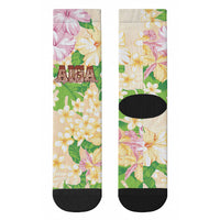 Samoa AIGA Floral Theme Crew Socks Always In God's Arms LT7 - Polynesian Pride