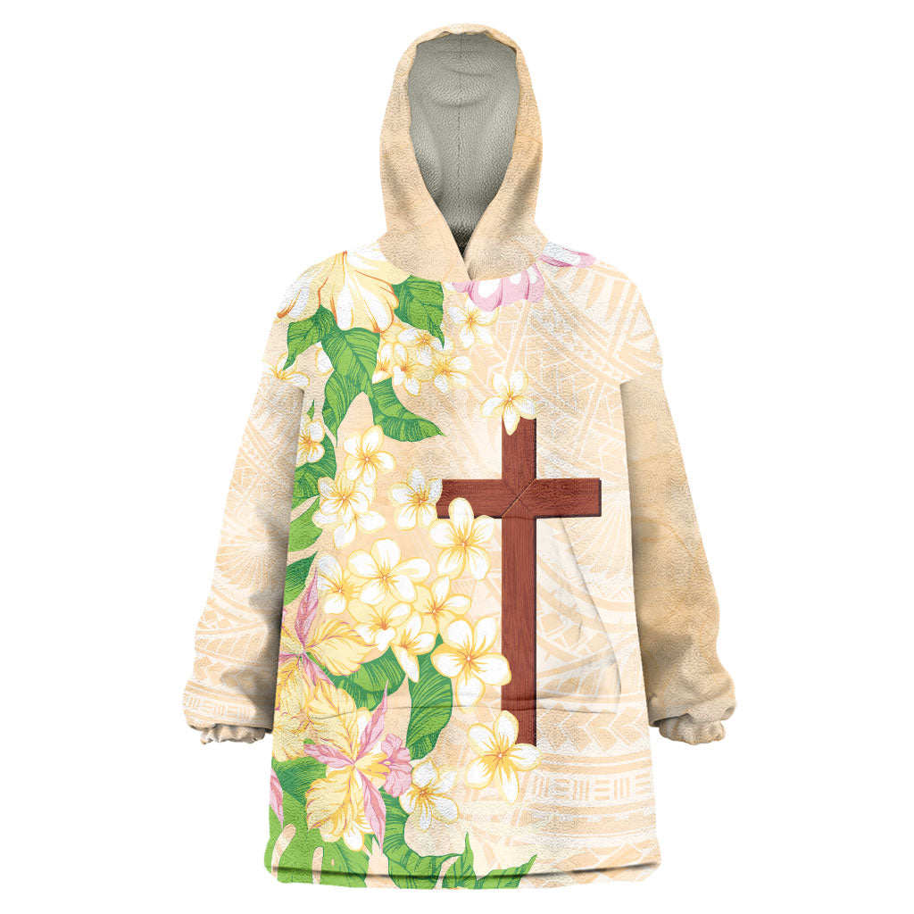 Samoa AIGA Floral Theme Wearable Blanket Hoodie Always In God's Arms LT7 One Size Multicolor - Polynesian Pride