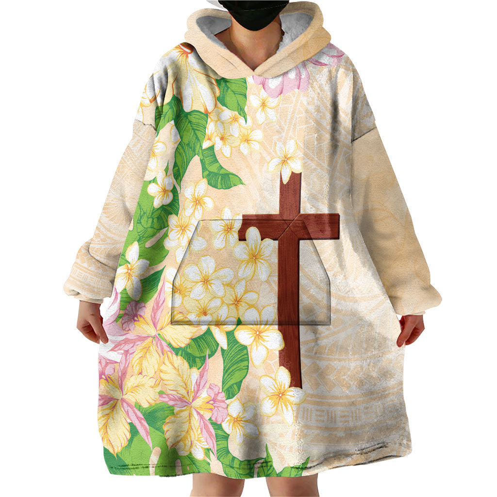 Samoa AIGA Floral Theme Wearable Blanket Hoodie Always In God's Arms LT7 - Polynesian Pride