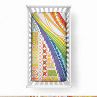Pasifika Samoa Siapo Malu Tattoo Inspired Baby Bed Cover Fa'afafine Rainbow Theme LT7 28 × 52 in Multicolor - Polynesian Pride