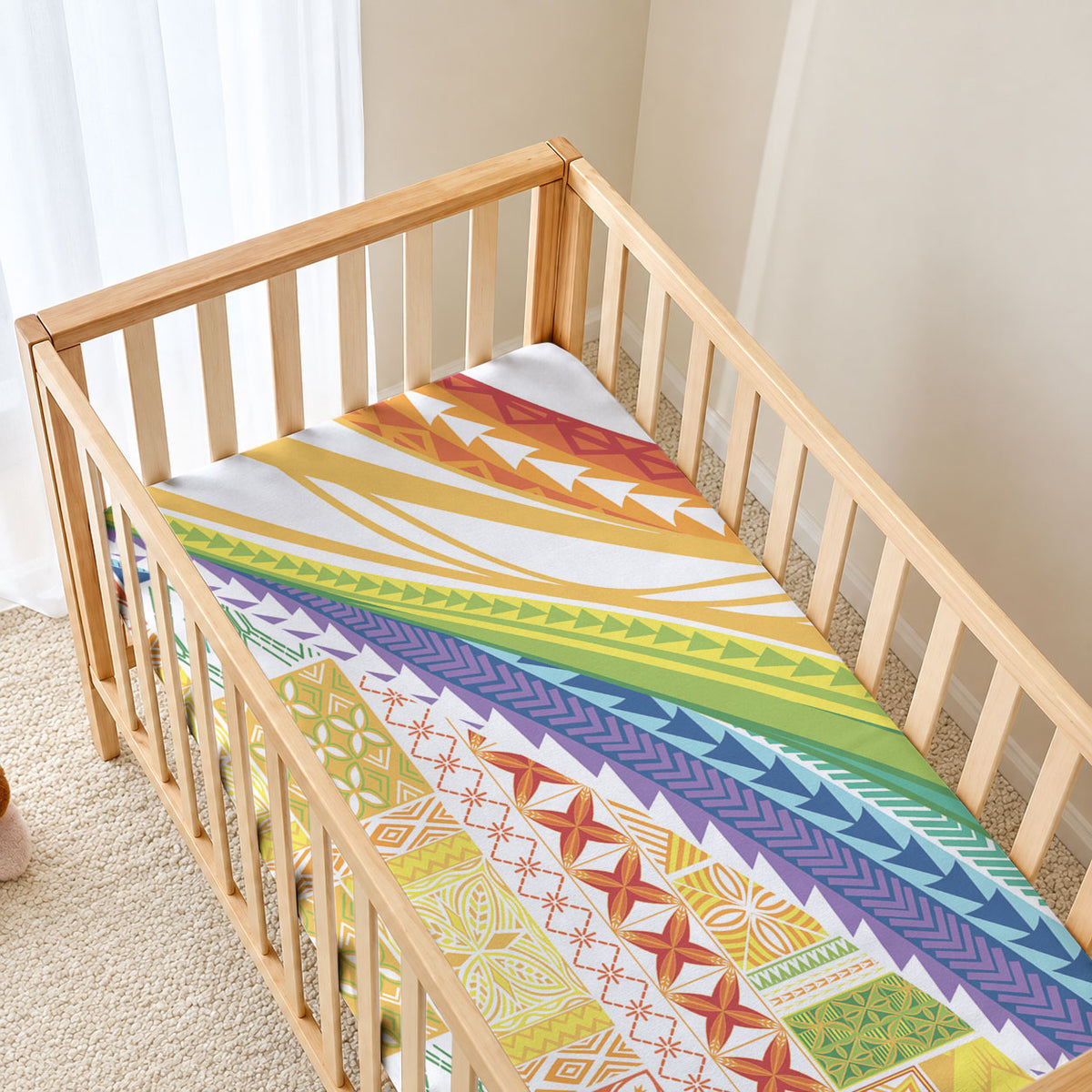 Pasifika Samoa Siapo Malu Tattoo Inspired Baby Bed Cover Fa'afafine Rainbow Theme LT7 - Polynesian Pride