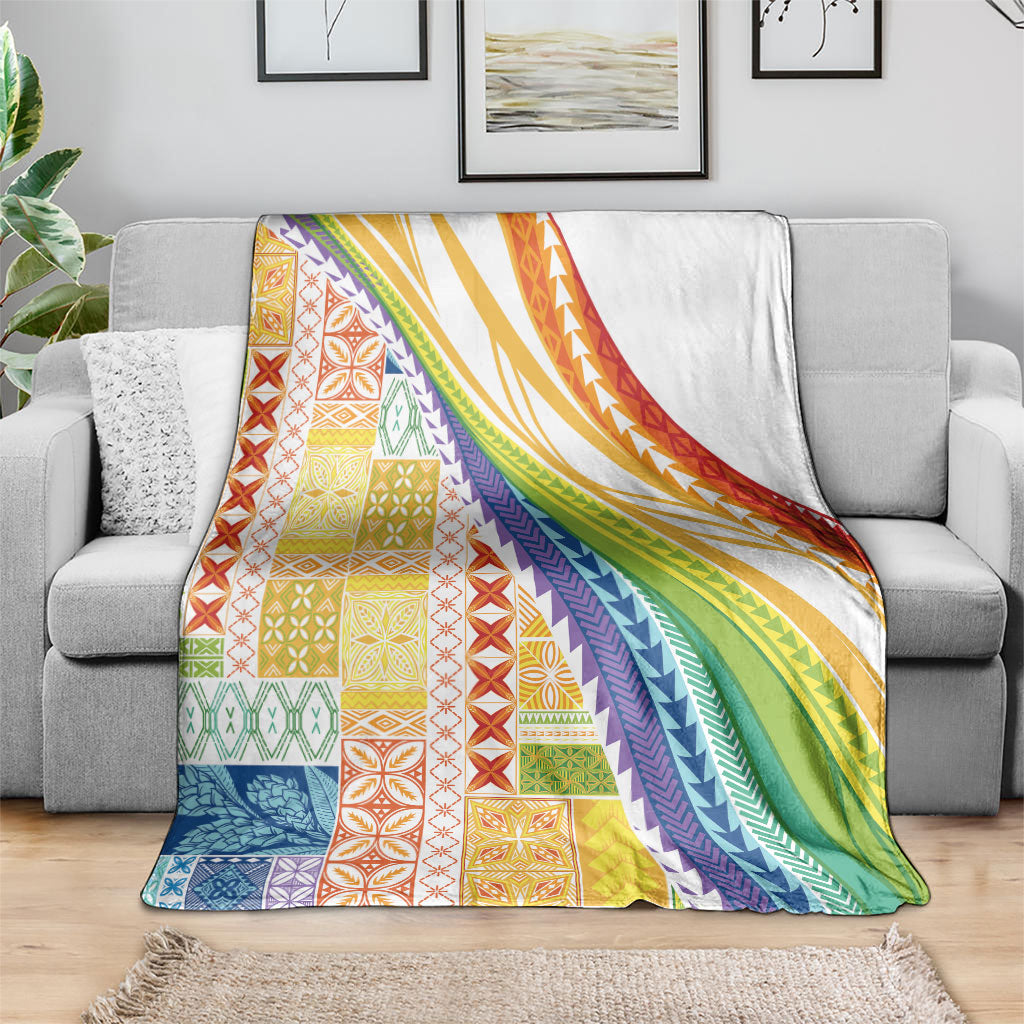 Pasifika Samoa Siapo Malu Tattoo Inspired Blanket Fa'afafine Rainbow Theme