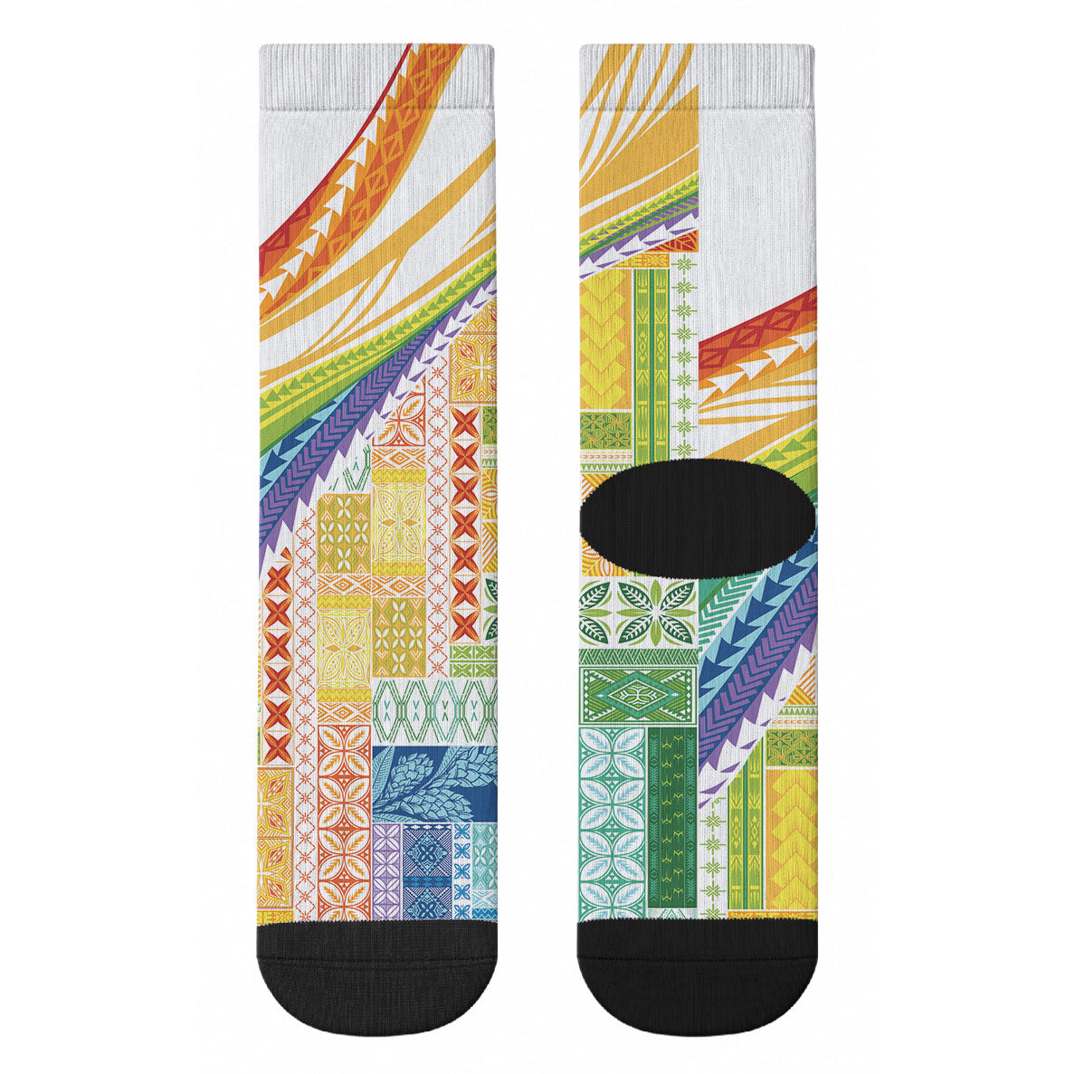 Pasifika Samoa Siapo Malu Tattoo Inspired Crew Socks Fa'afafine Rainbow Theme LT7 - Polynesian Pride