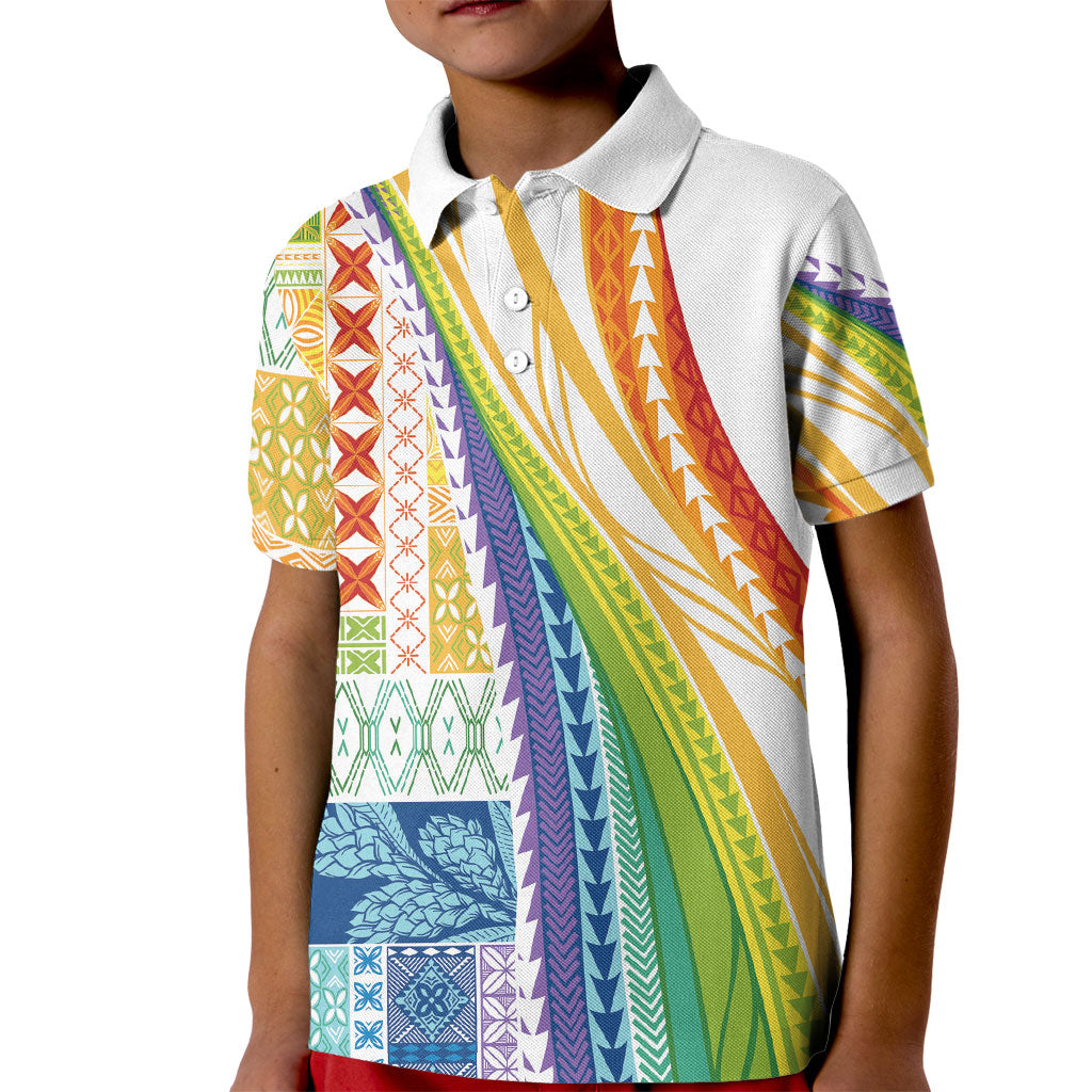 Pasifika Samoa Siapo Malu Tattoo Inspired Kid Polo Shirt Fa'afafine Rainbow Theme