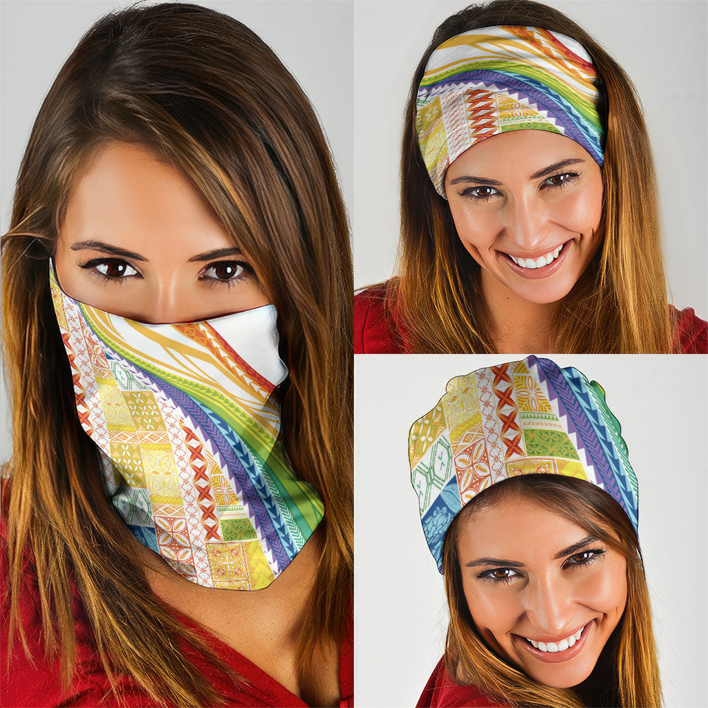 Pasifika Samoa Siapo Malu Tattoo Inspired Neck Gaiter Fa'afafine Rainbow Theme