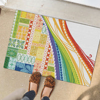 Pasifika Samoa Siapo Malu Tattoo Inspired Rubber Doormat Fa'afafine Rainbow Theme