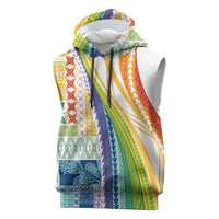 Pasifika Samoa Siapo Malu Tattoo Inspired Sleeveless Hoodie Fa'afafine Rainbow Theme LT7 Multicolor - Polynesian Pride