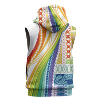 Pasifika Samoa Siapo Malu Tattoo Inspired Sleeveless Hoodie Fa'afafine Rainbow Theme LT7 - Polynesian Pride