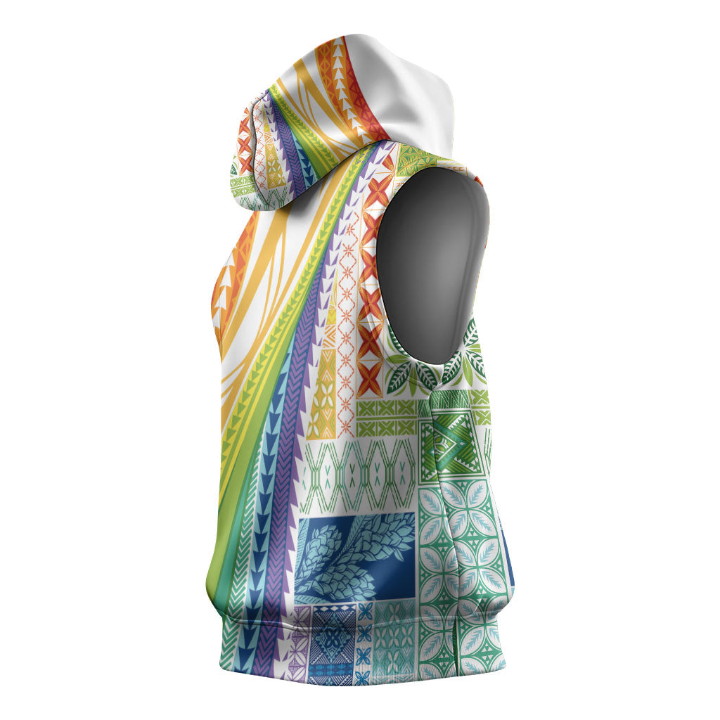 Pasifika Samoa Siapo Malu Tattoo Inspired Sleeveless Hoodie Fa'afafine Rainbow Theme LT7 - Polynesian Pride