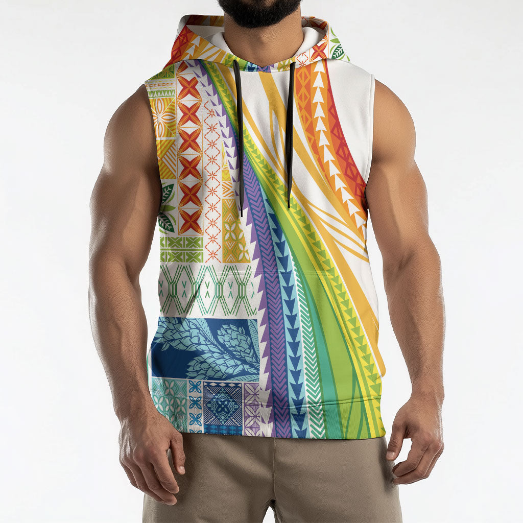 Pasifika Samoa Siapo Malu Tattoo Inspired Sleeveless Hoodie Fa'afafine Rainbow Theme LT7 - Polynesian Pride