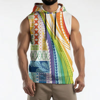 Pasifika Samoa Siapo Malu Tattoo Inspired Sleeveless Hoodie Fa'afafine Rainbow Theme LT7 - Polynesian Pride