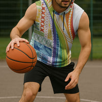 Pasifika Samoa Siapo Malu Tattoo Inspired Sleeveless Hoodie Fa'afafine Rainbow Theme LT7 - Polynesian Pride