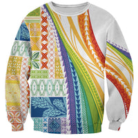 Pasifika Samoa Siapo Malu Tattoo Inspired Sweatshirt Fa'afafine Rainbow Theme LT7 Unisex Multicolor - Polynesian Pride