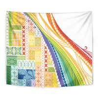 Pasifika Samoa Siapo Malu Tattoo Inspired Tapestry Fa'afafine Rainbow Theme