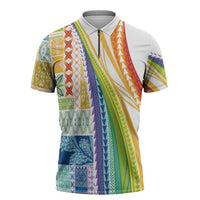Pasifika Samoa Siapo Malu Tattoo Inspired Zipper Polo Shirt Fa'afafine Rainbow Theme LT7 Multicolor - Polynesian Pride