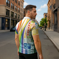 Pasifika Samoa Siapo Malu Tattoo Inspired Zipper Polo Shirt Fa'afafine Rainbow Theme LT7 - Polynesian Pride