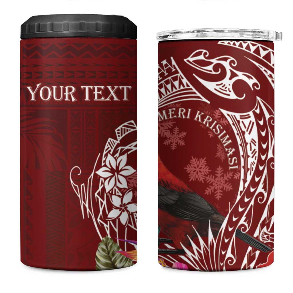 Personalized Samoa Meri Krisimasi 4 in 1 Can Cooler Tumbler Segasegamau'u Mix Siapo LT7 One Size: 16 oz Red - Polynesian Pride