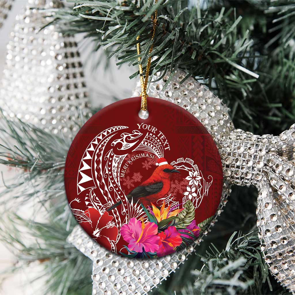 Personalized Samoa Meri Krisimasi Ceramic Ornament Segasegamau'u Mix Siapo LT7 - Polynesian Pride