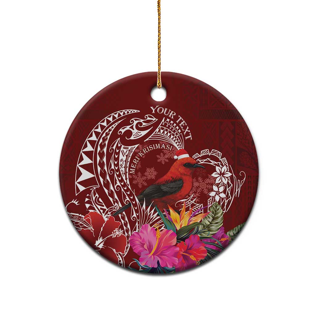 Personalized Samoa Meri Krisimasi Ceramic Ornament Segasegamau'u Mix Siapo LT7 - Polynesian Pride