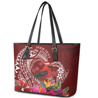 Personalized Samoa Meri Krisimasi Leather Tote Bag Segasegamau'u Mix Siapo LT7 - Polynesian Pride