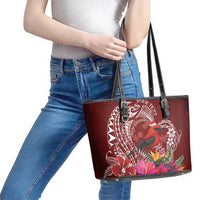 Personalized Samoa Meri Krisimasi Leather Tote Bag Segasegamau'u Mix Siapo LT7 - Polynesian Pride