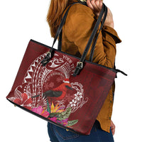 Personalized Samoa Meri Krisimasi Leather Tote Bag Segasegamau'u Mix Siapo LT7 - Polynesian Pride