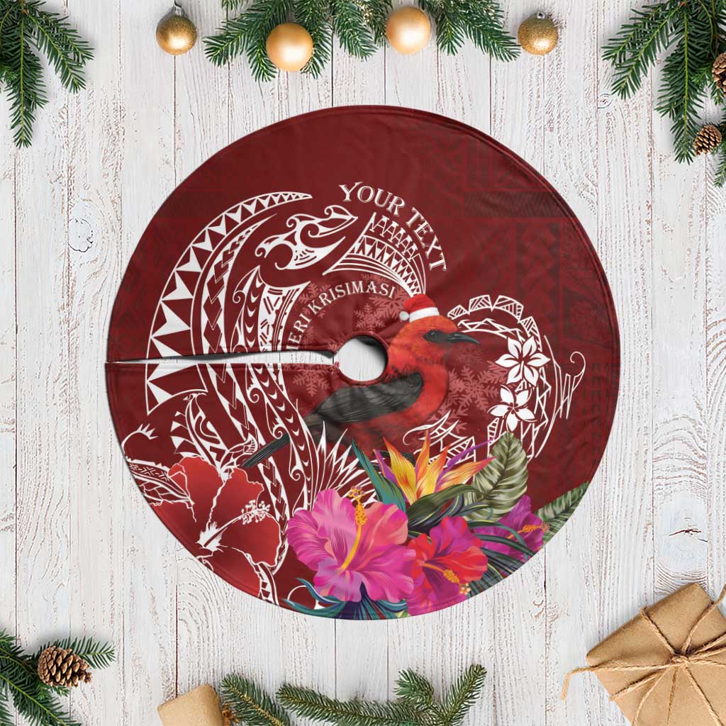 Personalized Samoa Meri Krisimasi Tree Skirt Segasegamau'u Mix Siapo LT7 Casual Red - Polynesian Pride