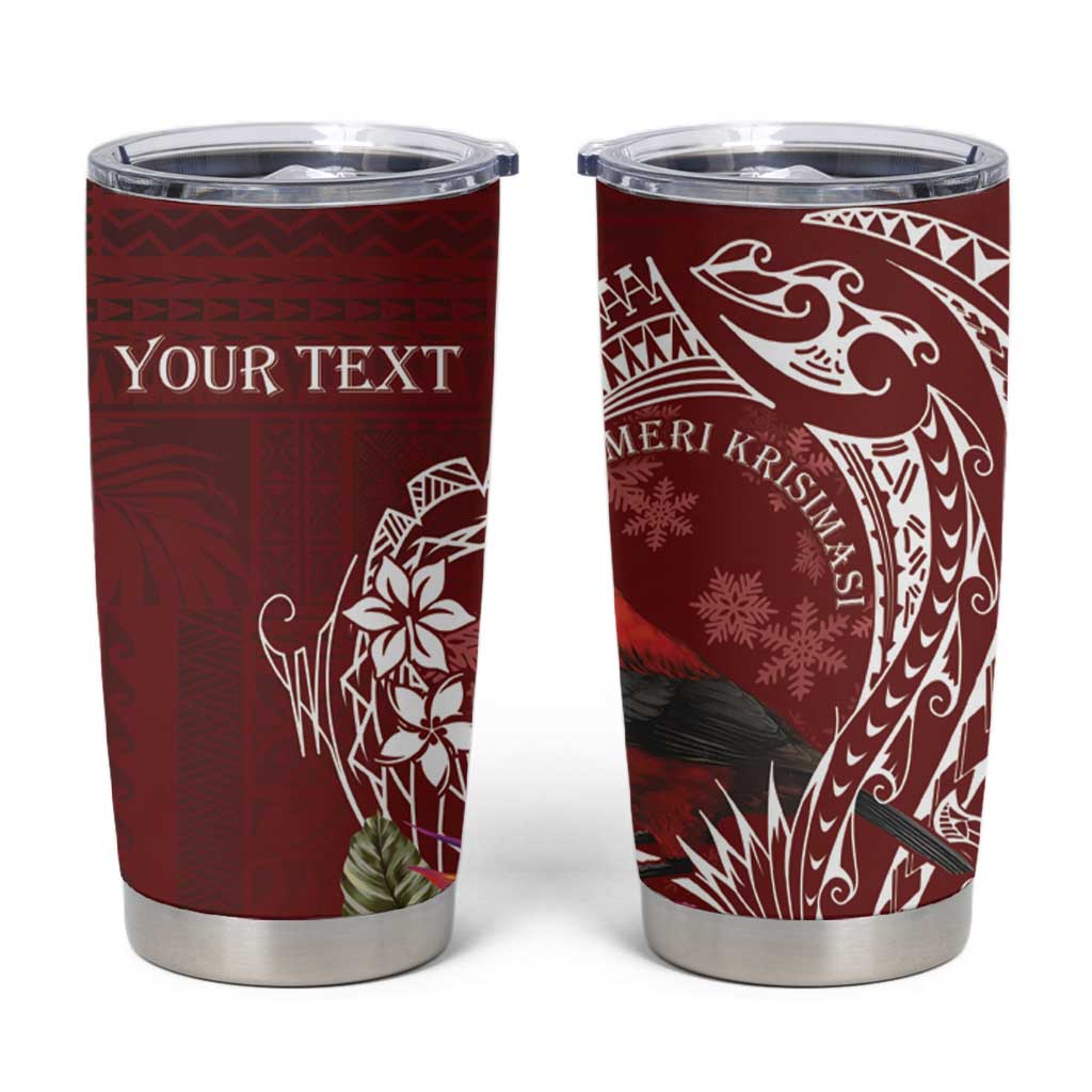 Personalized Samoa Meri Krisimasi Tumbler Cup Segasegamau'u Mix Siapo LT7 Red - Polynesian Pride