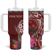 Personalized Samoa Meri Krisimasi Tumbler With Handle Segasegamau'u Mix Siapo LT7 One Size: 40 oz Red - Polynesian Pride