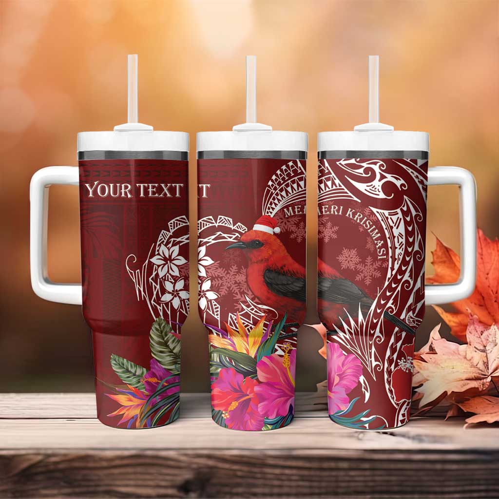 Personalized Samoa Meri Krisimasi Tumbler With Handle Segasegamau'u Mix Siapo LT7 - Polynesian Pride