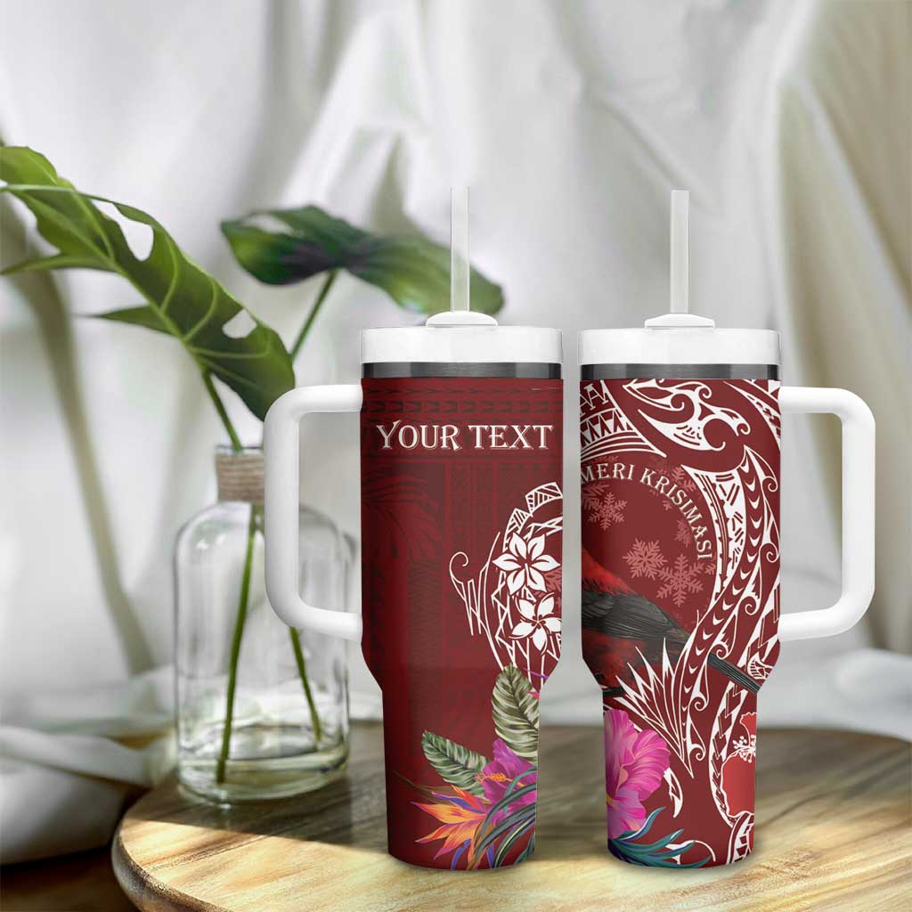 Personalized Samoa Meri Krisimasi Tumbler With Handle Segasegamau'u Mix Siapo LT7 - Polynesian Pride