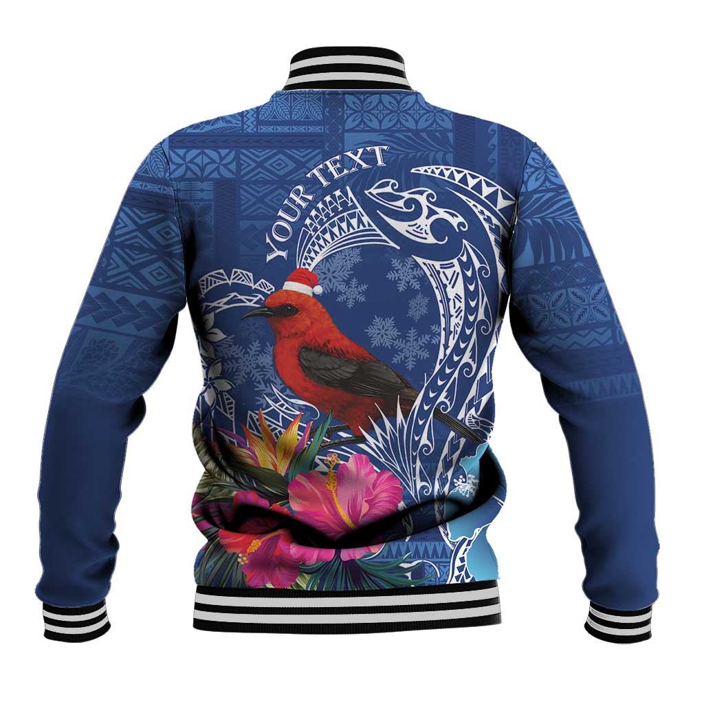 Personalized Samoa Christmas Baseball Jacket Cardinal Honeyeater Mix Siapo LT7 - Polynesian Pride
