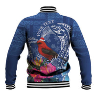 Personalized Samoa Christmas Baseball Jacket Cardinal Honeyeater Mix Siapo LT7 - Polynesian Pride