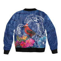 Personalized Samoa Christmas Bomber Jacket Cardinal Honeyeater Mix Siapo LT7 - Polynesian Pride