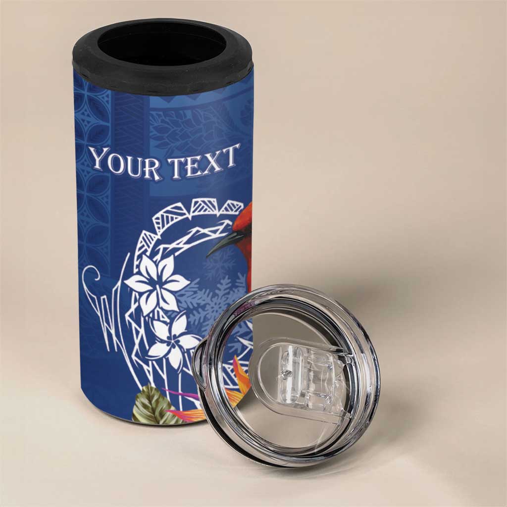 Personalized Samoa Christmas 4 in 1 Can Cooler Tumbler Cardinal Honeyeater Mix Siapo LT7 - Polynesian Pride