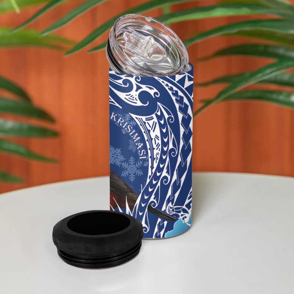 Personalized Samoa Christmas 4 in 1 Can Cooler Tumbler Cardinal Honeyeater Mix Siapo LT7 - Polynesian Pride