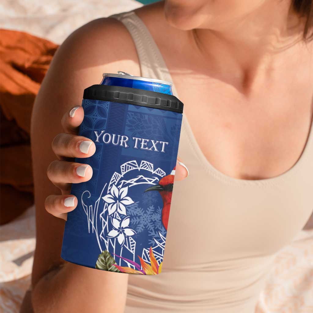 Personalized Samoa Christmas 4 in 1 Can Cooler Tumbler Cardinal Honeyeater Mix Siapo LT7 - Polynesian Pride