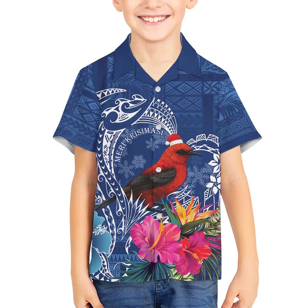 Personalized Samoa Christmas Hawaiian Shirt Cardinal Honeyeater Mix Siapo LT7 - Polynesian Pride