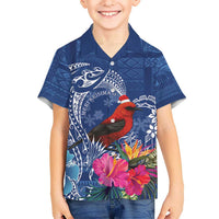 Personalized Samoa Christmas Hawaiian Shirt Cardinal Honeyeater Mix Siapo LT7 - Polynesian Pride