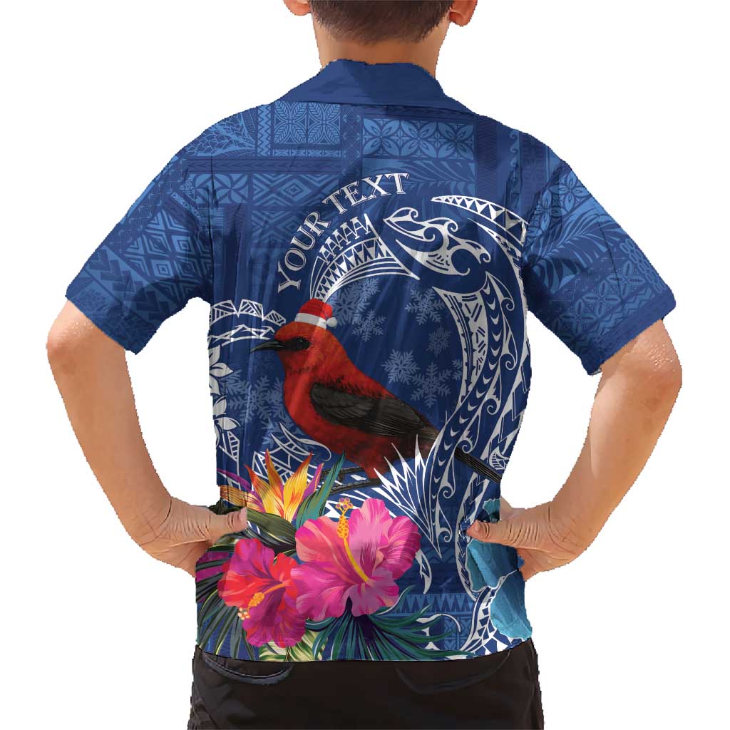 Personalized Samoa Christmas Hawaiian Shirt Cardinal Honeyeater Mix Siapo LT7 - Polynesian Pride