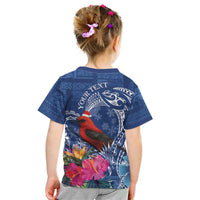 Personalized Samoa Christmas Kid T Shirt Cardinal Honeyeater Mix Siapo LT7 - Polynesian Pride
