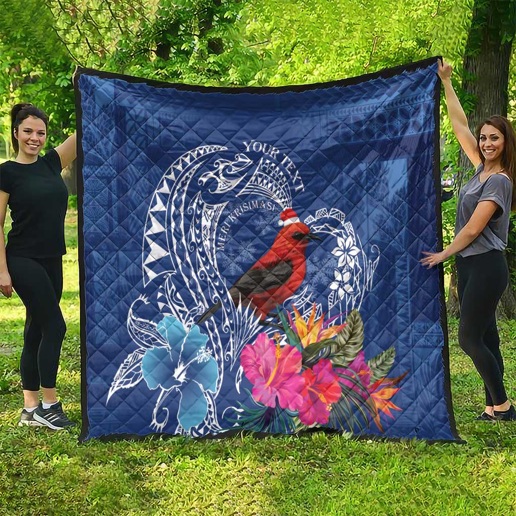 Personalized Samoa Christmas Quilt Cardinal Honeyeater Mix Siapo LT7 - Polynesian Pride