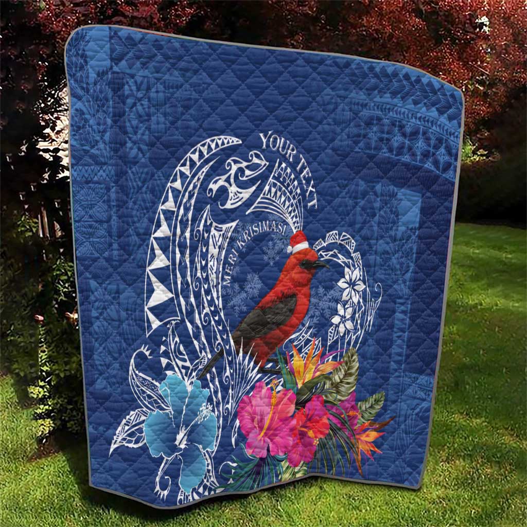 Personalized Samoa Christmas Quilt Cardinal Honeyeater Mix Siapo LT7 - Polynesian Pride