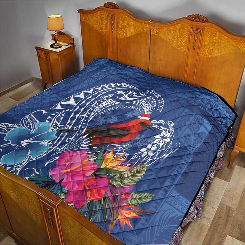 Personalized Samoa Christmas Quilt Cardinal Honeyeater Mix Siapo LT7 - Polynesian Pride