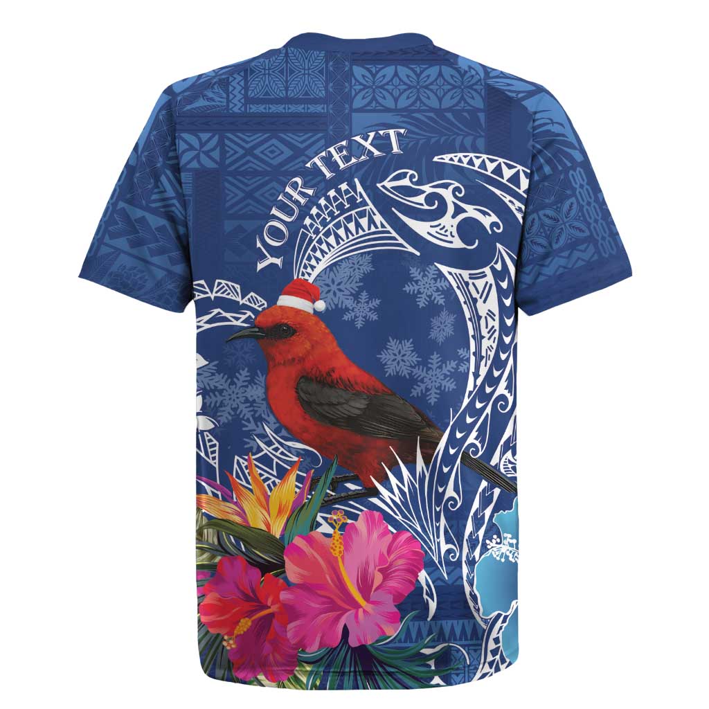 Personalized Samoa Christmas Rugby Jersey Cardinal Honeyeater Mix Siapo LT7 - Polynesian Pride